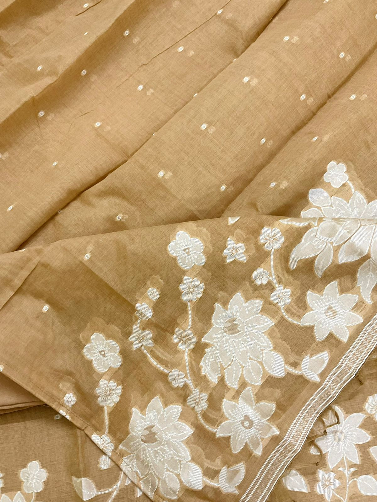 Soft Slub Chanderi Jamdani Weaved Suit - Mustard