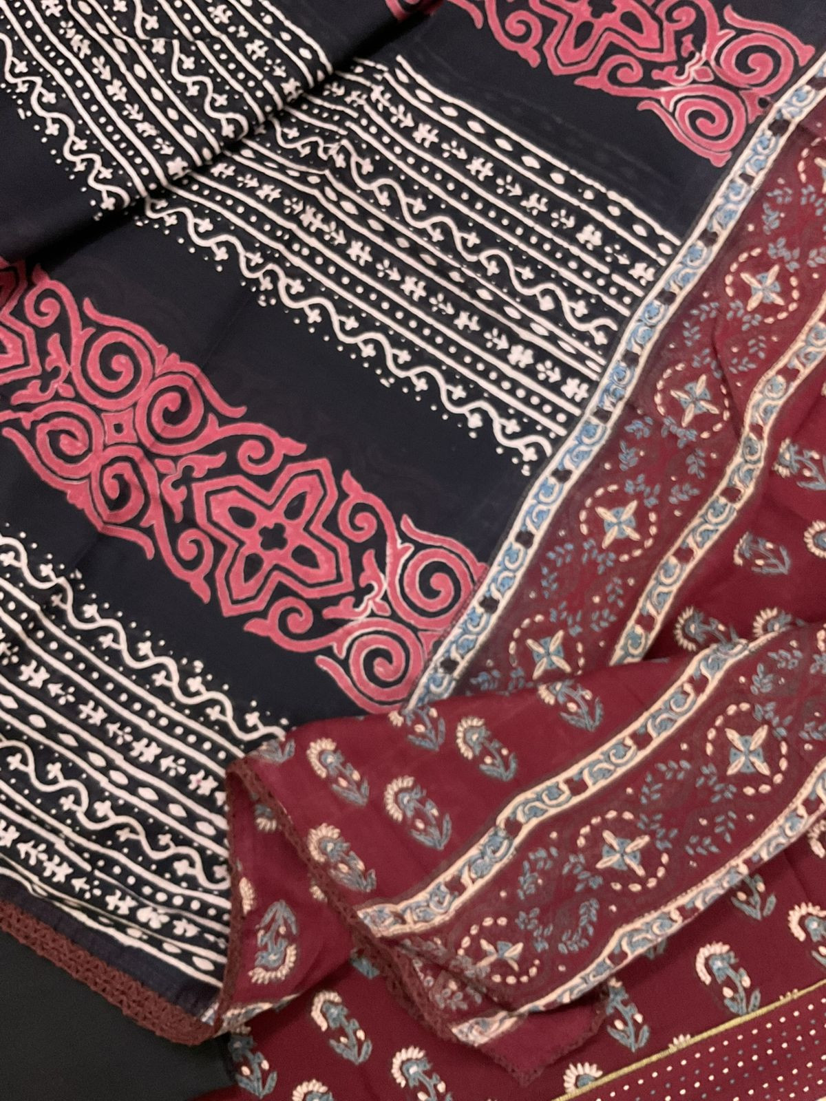 Pure Cotton Printed Suit - Maroon