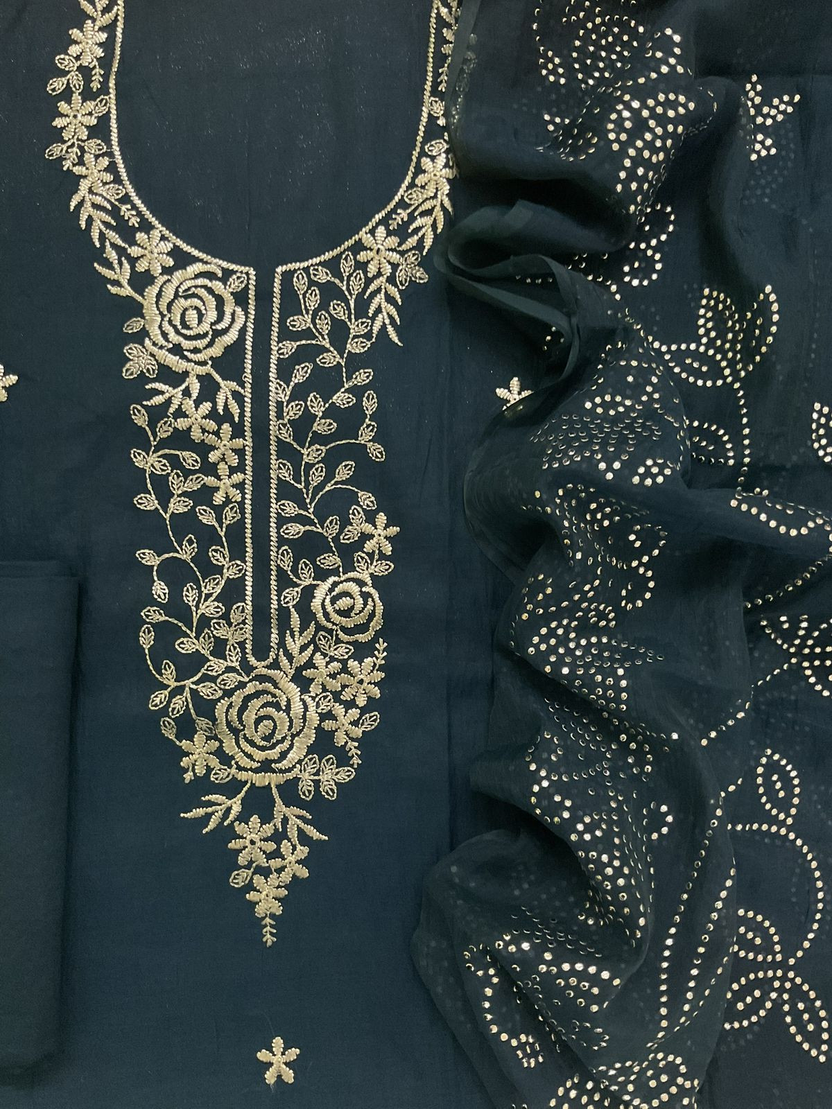 Soft Chanderi Embroidered Suit - Blue