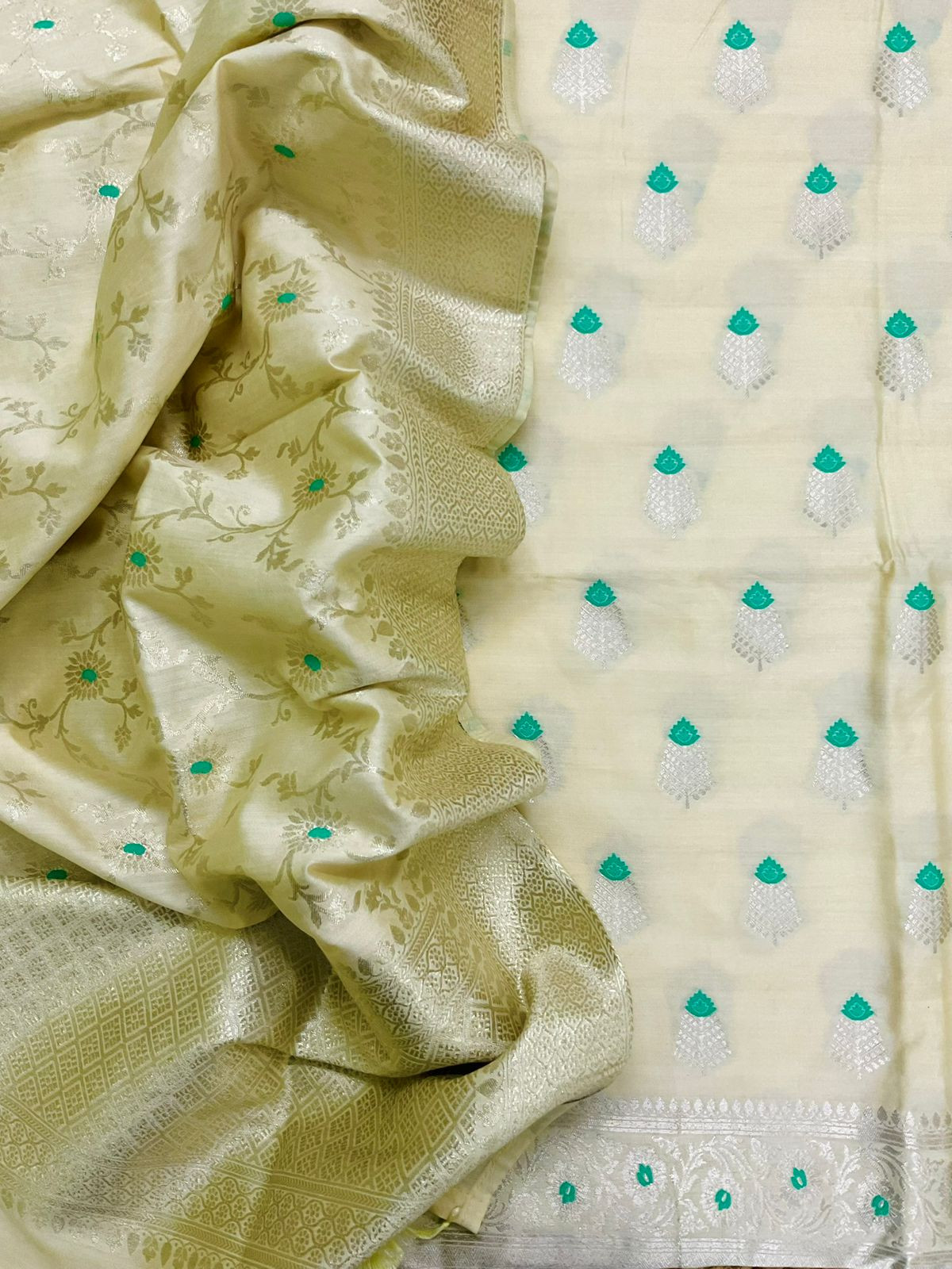 Pure Chanderi Silk Banarasi Weaved Suit - Yellow