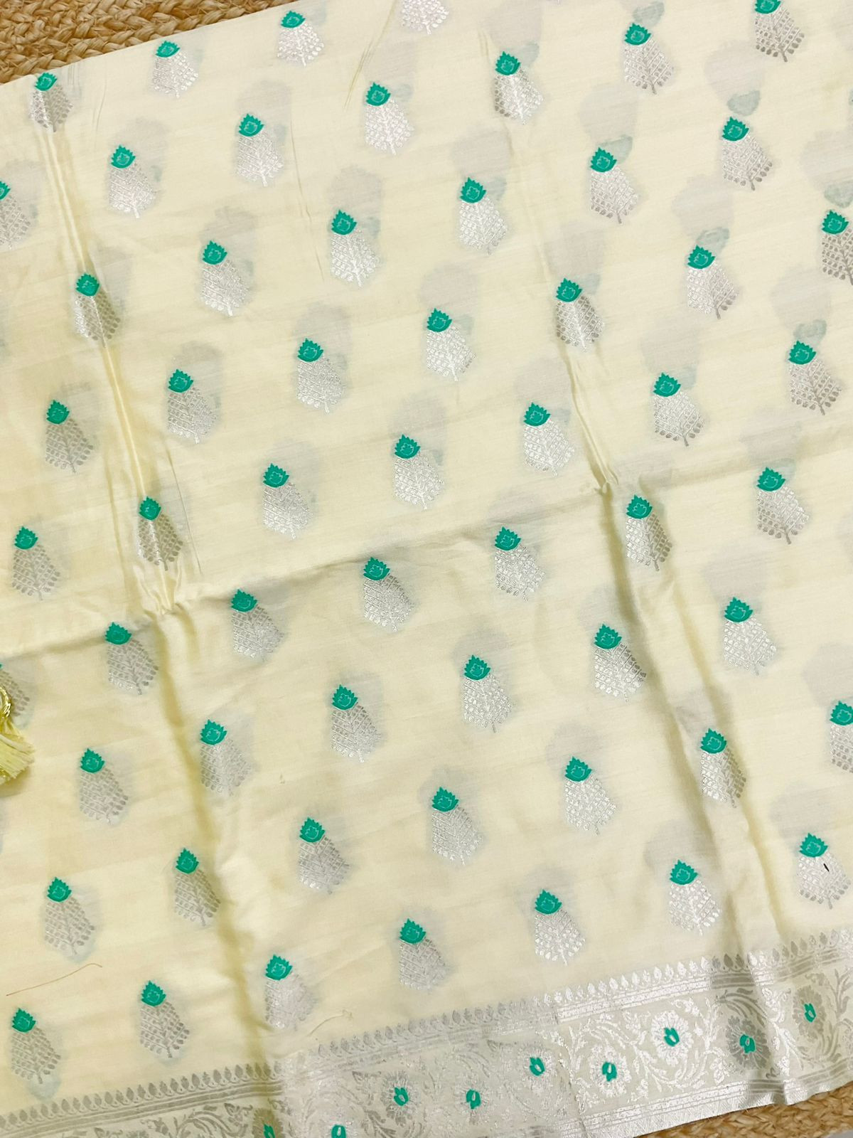 Pure Chanderi Silk Banarasi Weaved Suit - Yellow