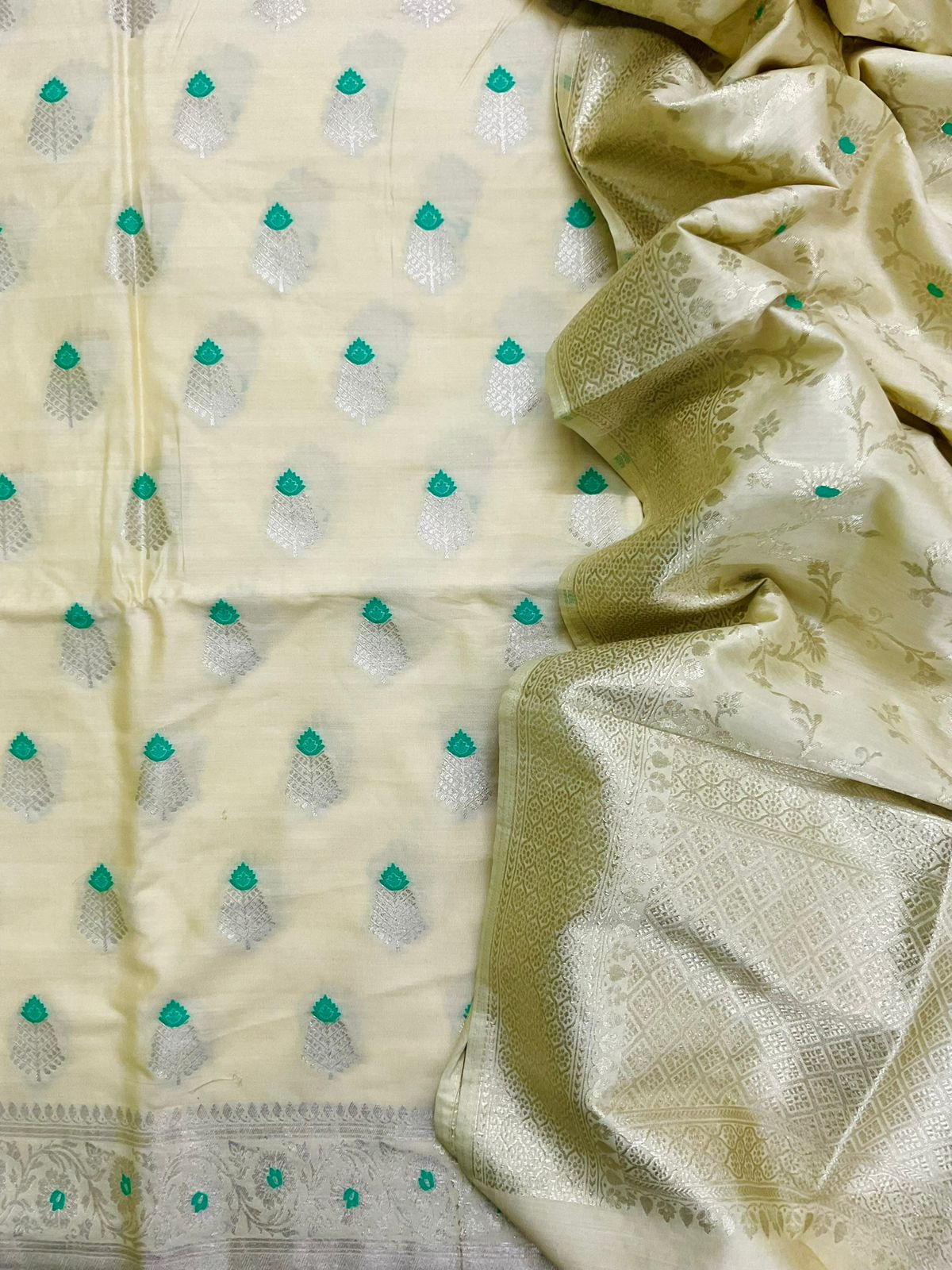 Pure Chanderi Silk Banarasi Weaved Suit - Yellow