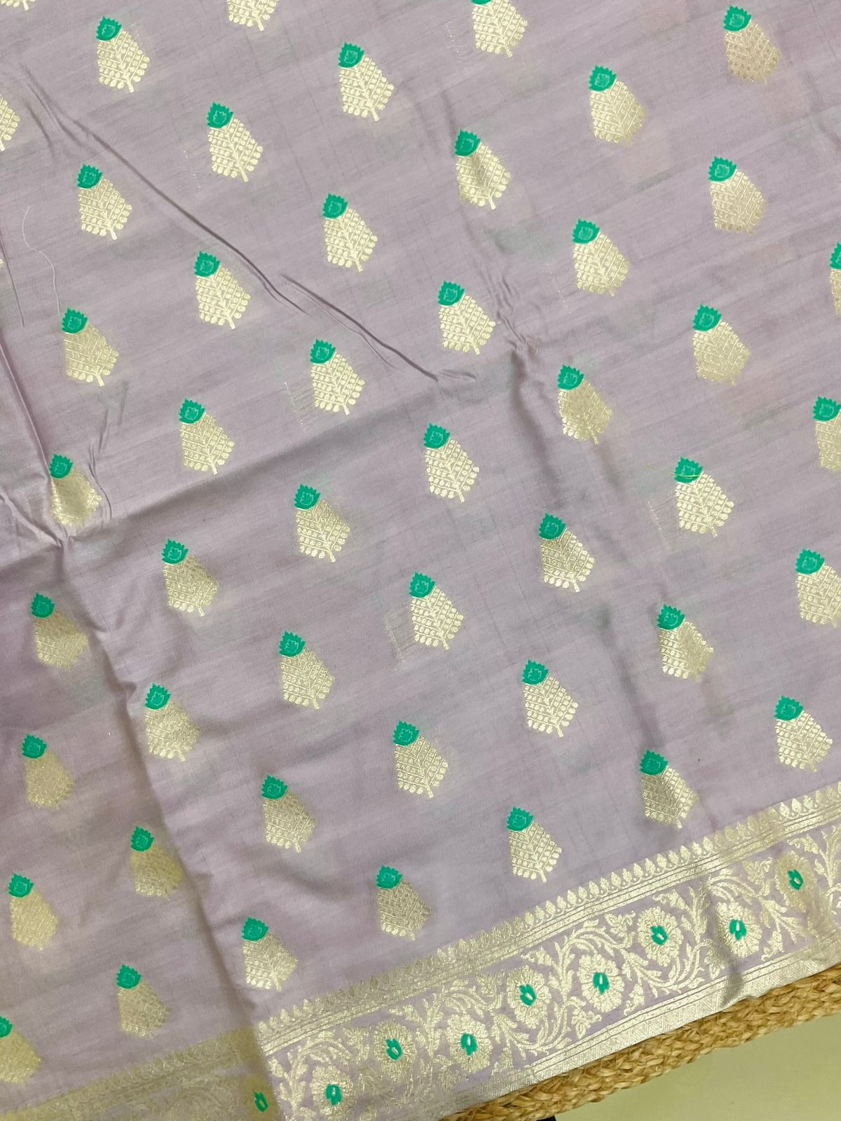 Pure Chanderi Silk Banarasi Weaved Suit - Lavender