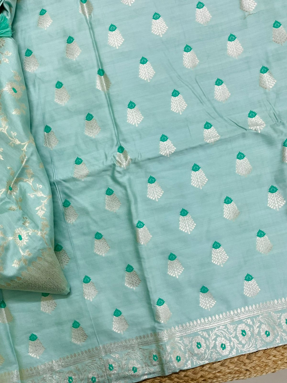 Pure Chanderi Silk Banarasi Weaved Suit - Blue