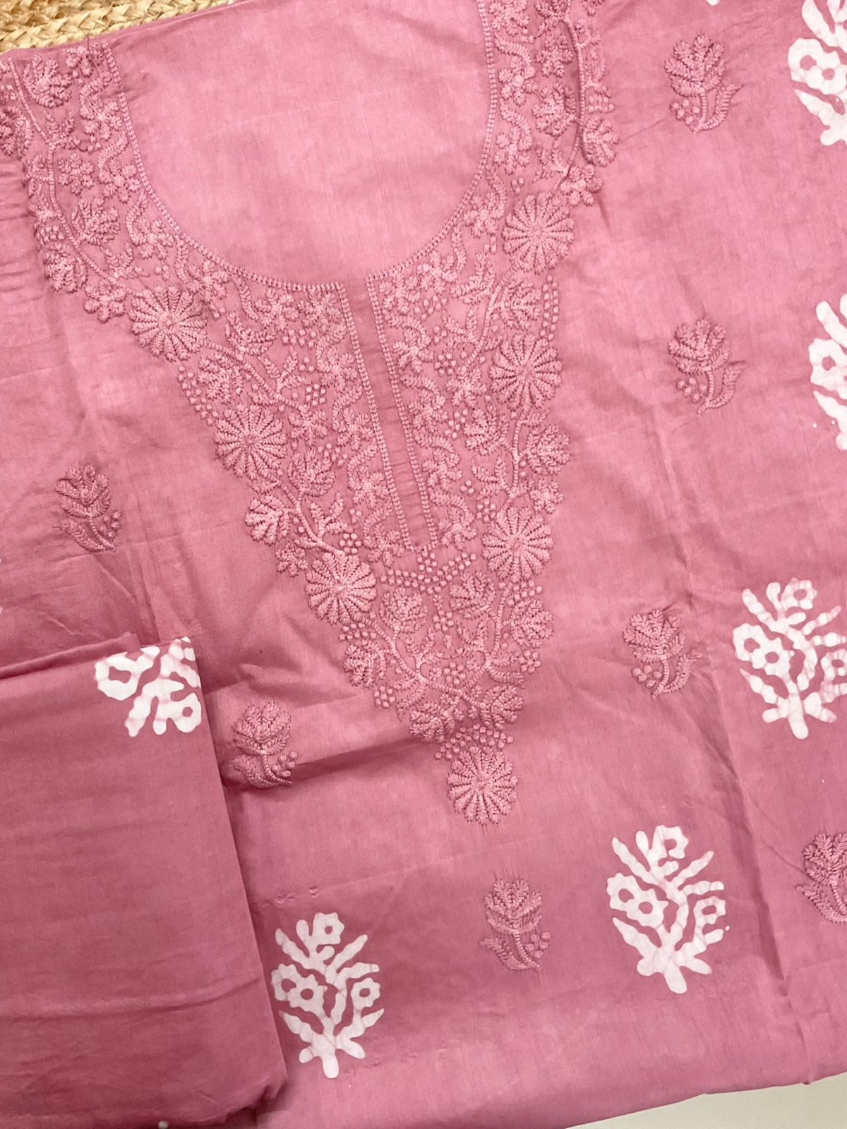 Pure Jaam Cotton Printed Embroidered Suit - Pink