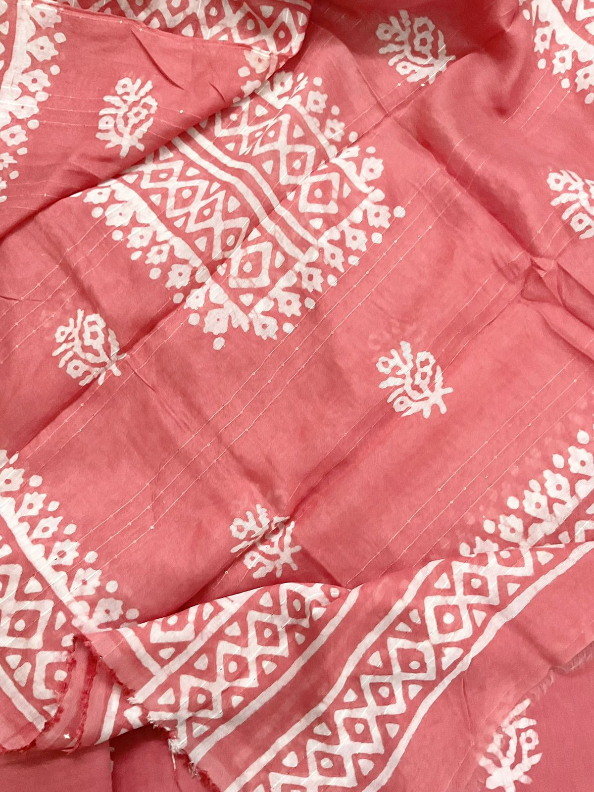 Pure Jaam Cotton Printed Embroidered Suit - Peach