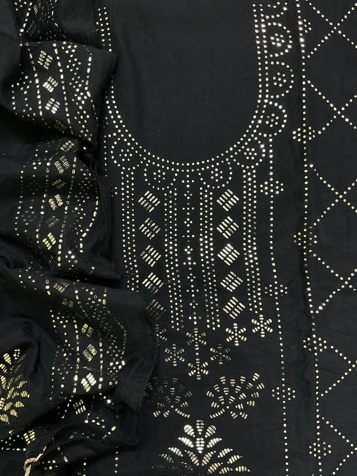 Soft Chanderi Embroidered Suit - Black