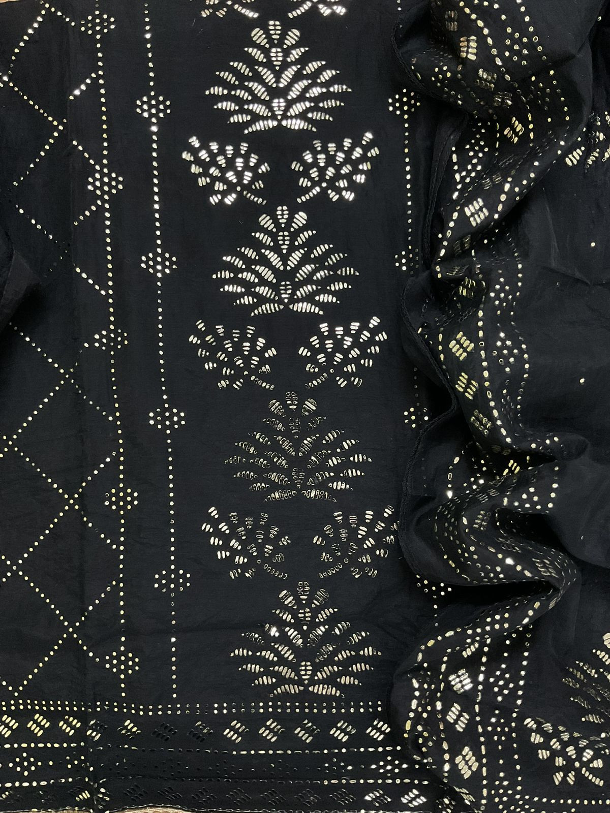 Soft Chanderi Embroidered Suit - Black