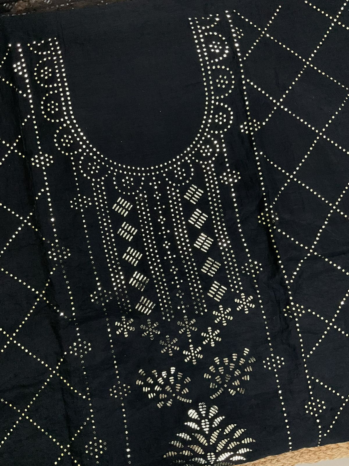 Soft Chanderi Embroidered Suit - Black