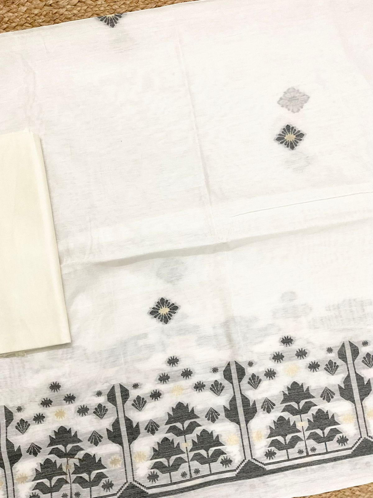 Soft Slub Chanderi Jamdani Weaved Suit - OffWhite