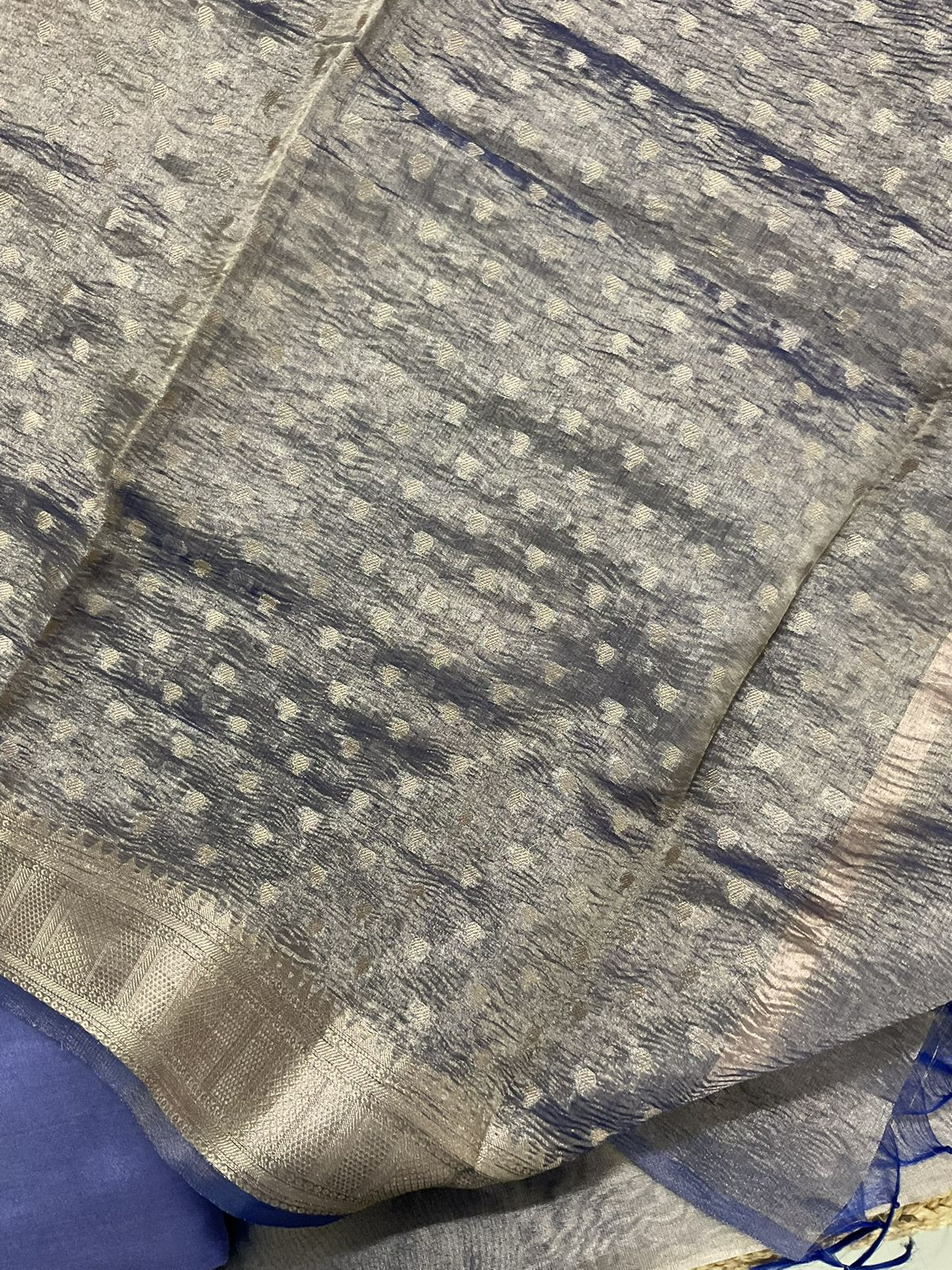 Soft Tissue Shimmer Silk Banarasi Weaved Embroidered Suit - Purple