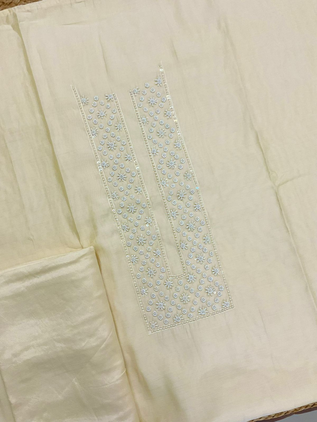 Pure Muslin Embroidered Suit - Yellow