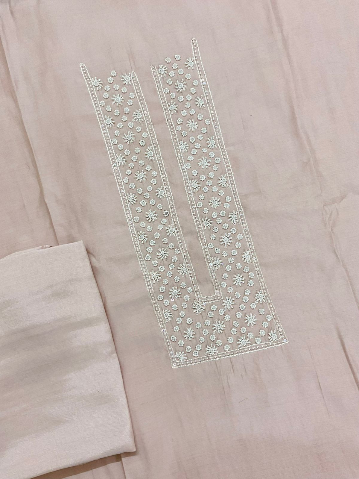 Pure Muslin Embroidered Suit - Pink