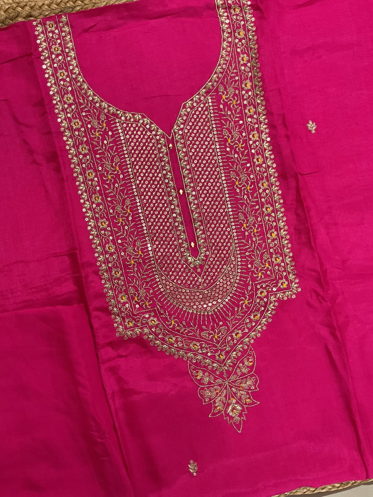 Soft Dola Silk Embroidered Banarasi Weaves Suit - Pink