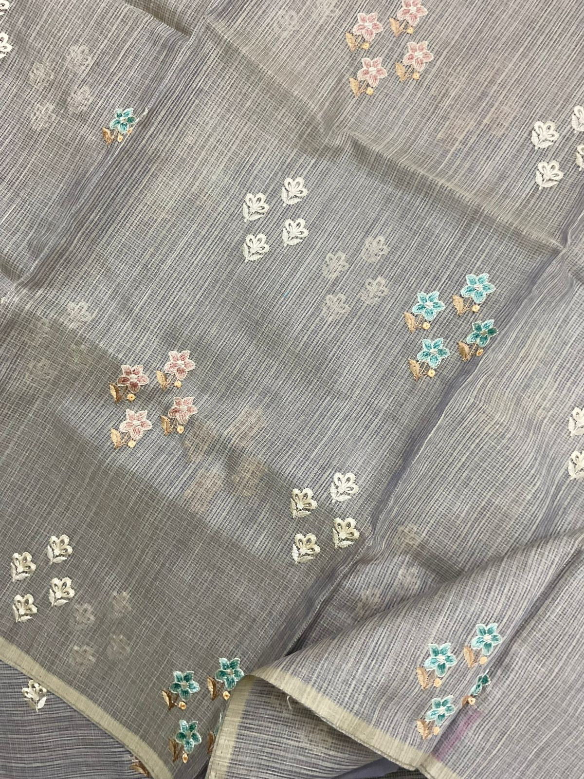 Soft Kota Silk Embroidered Suit - Lavender