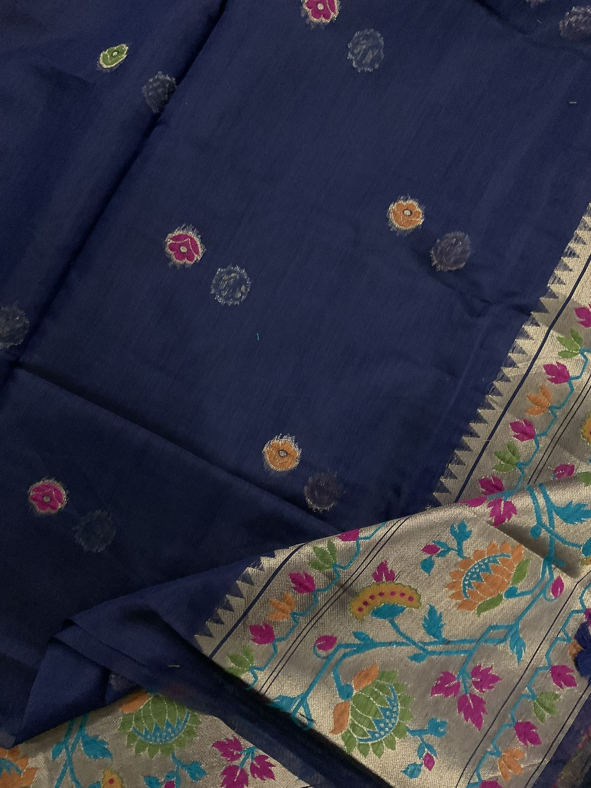 Soft Slub Chanderi Paithani Styled Weaved Suit - Blue