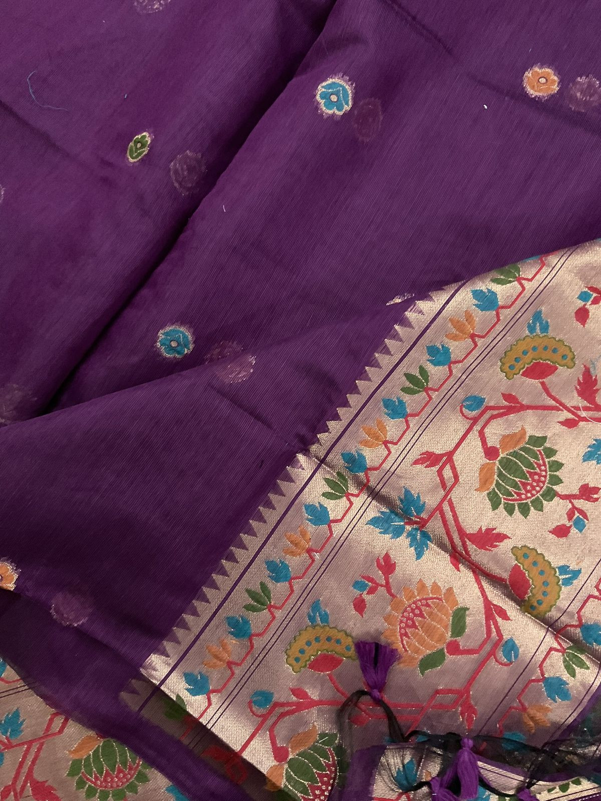 Soft Slub Chanderi Paithani Styled Weaved Suit - Wine