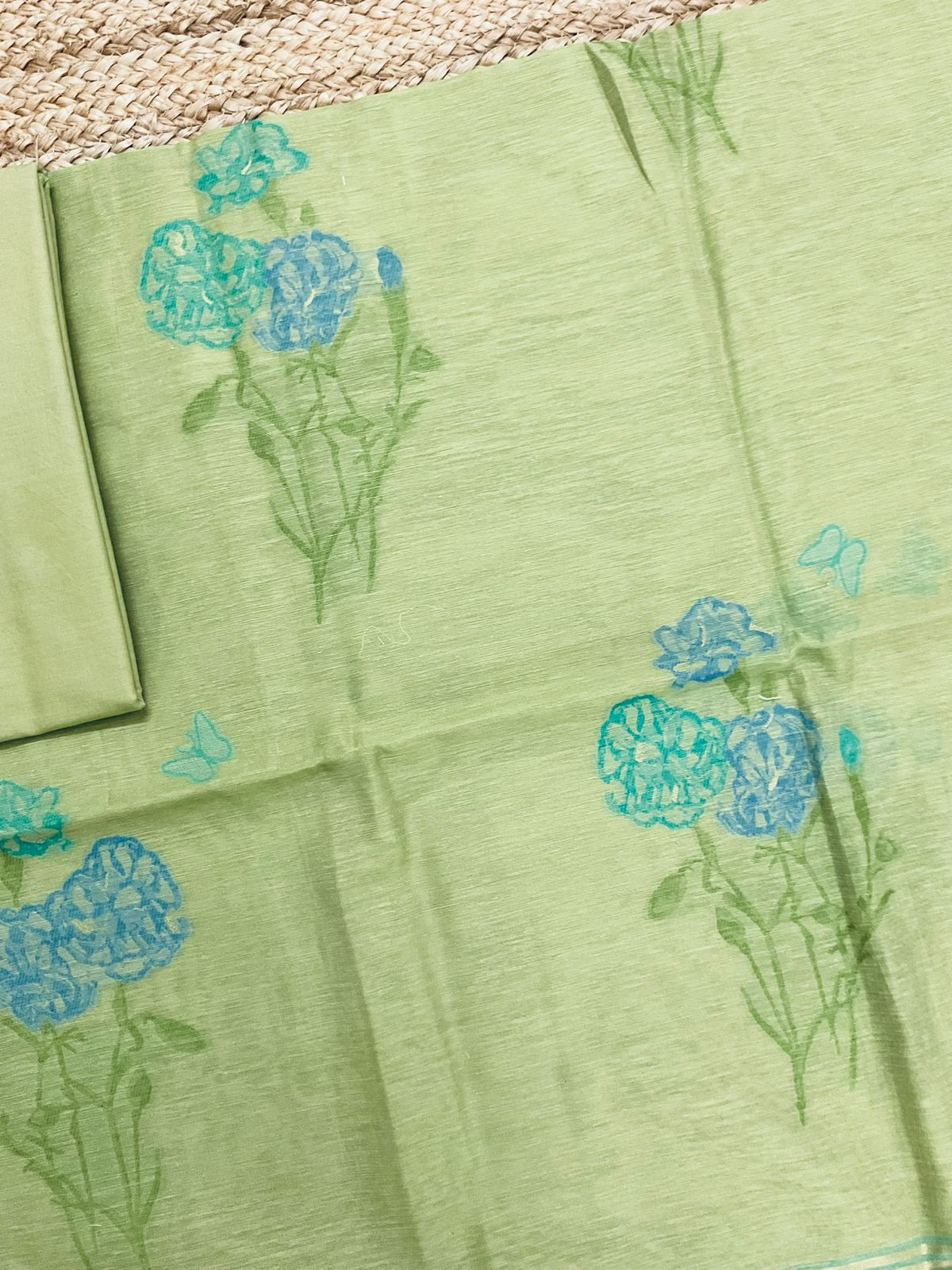 Soft Slub Chanderi Jamdani Weaved Suit - Green