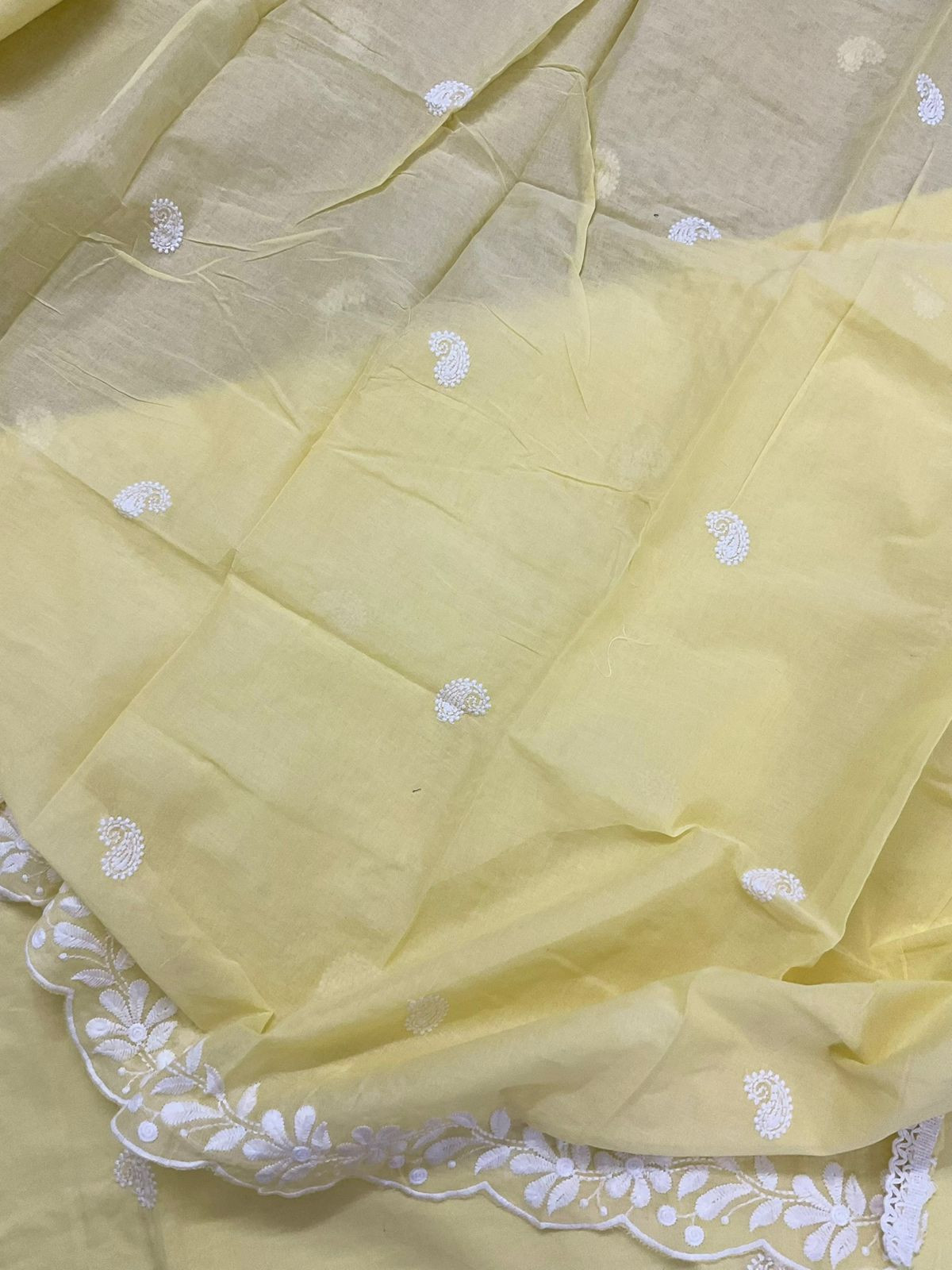 Pure Cotton Embroidered Suit - Yellow