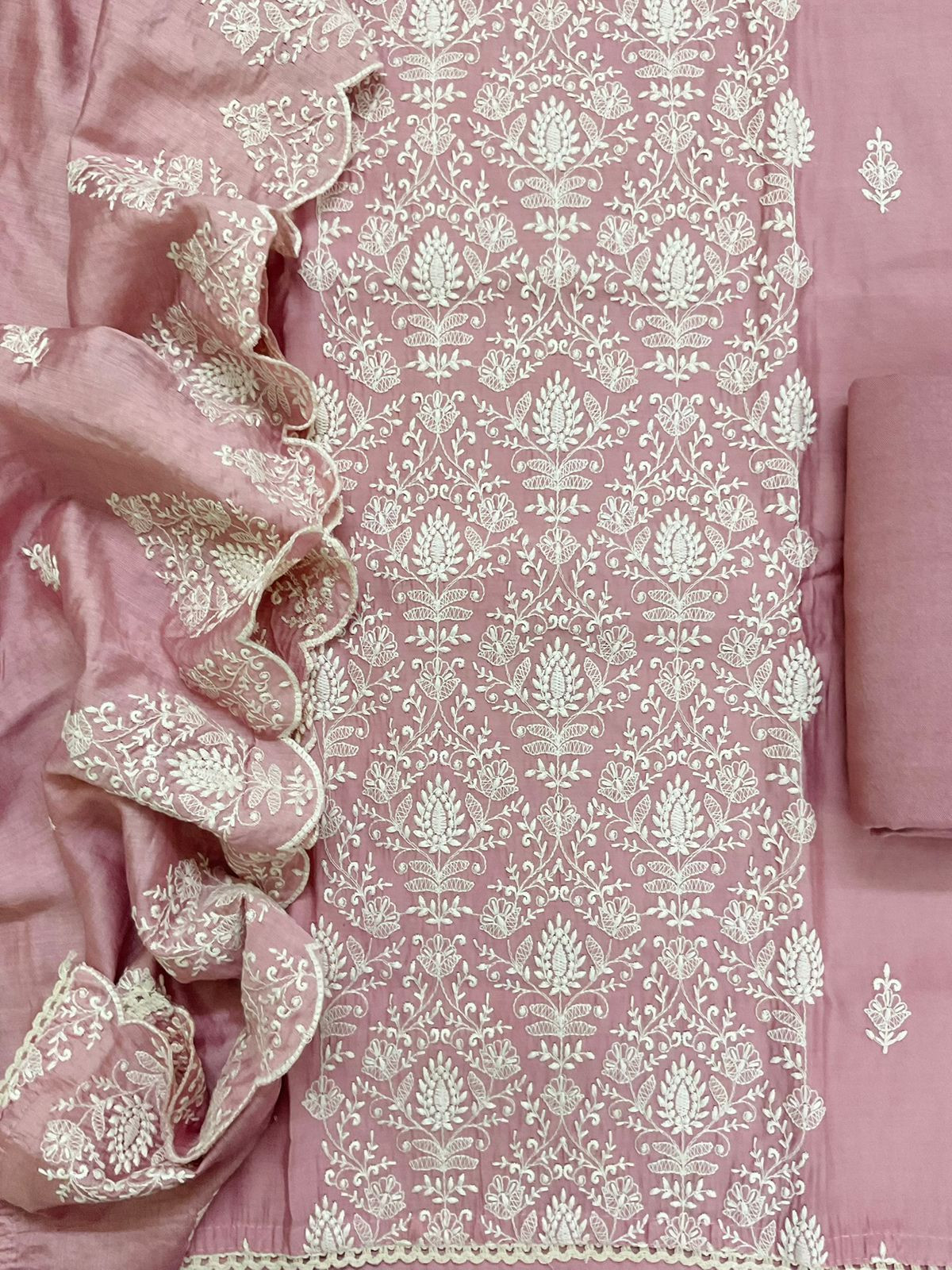 Soft Muslin Embroidered Suit - Pink
