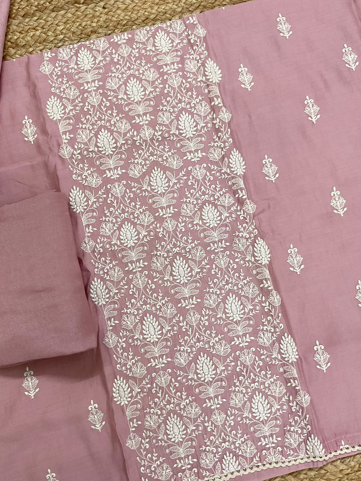 Soft Muslin Embroidered Suit - Pink