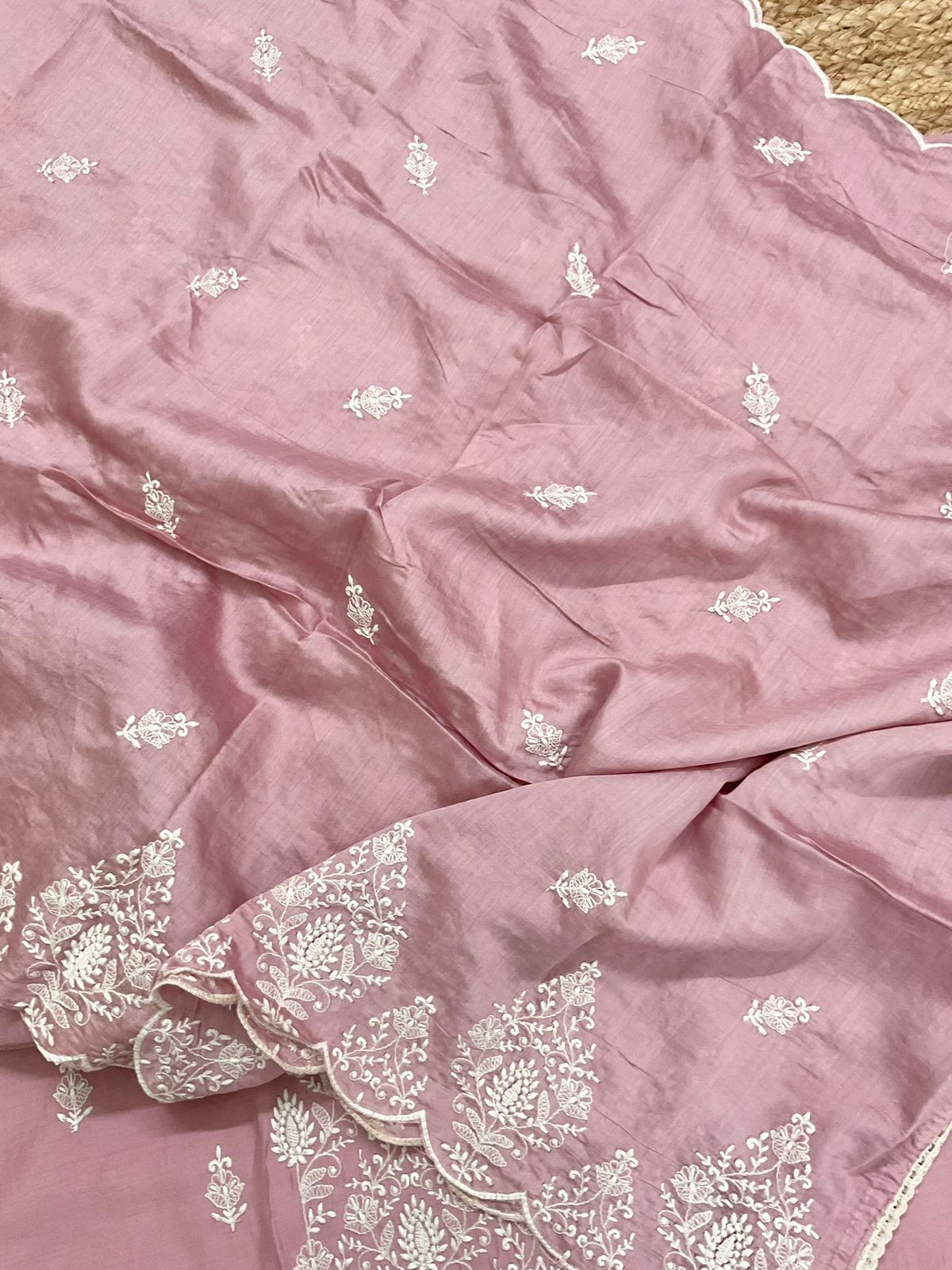 Soft Muslin Embroidered Suit - Pink