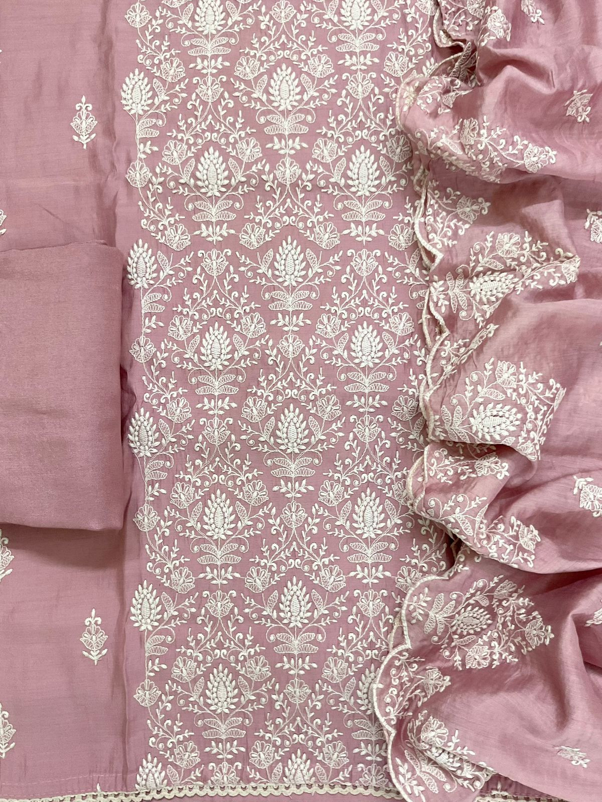 Soft Muslin Embroidered Suit - Pink