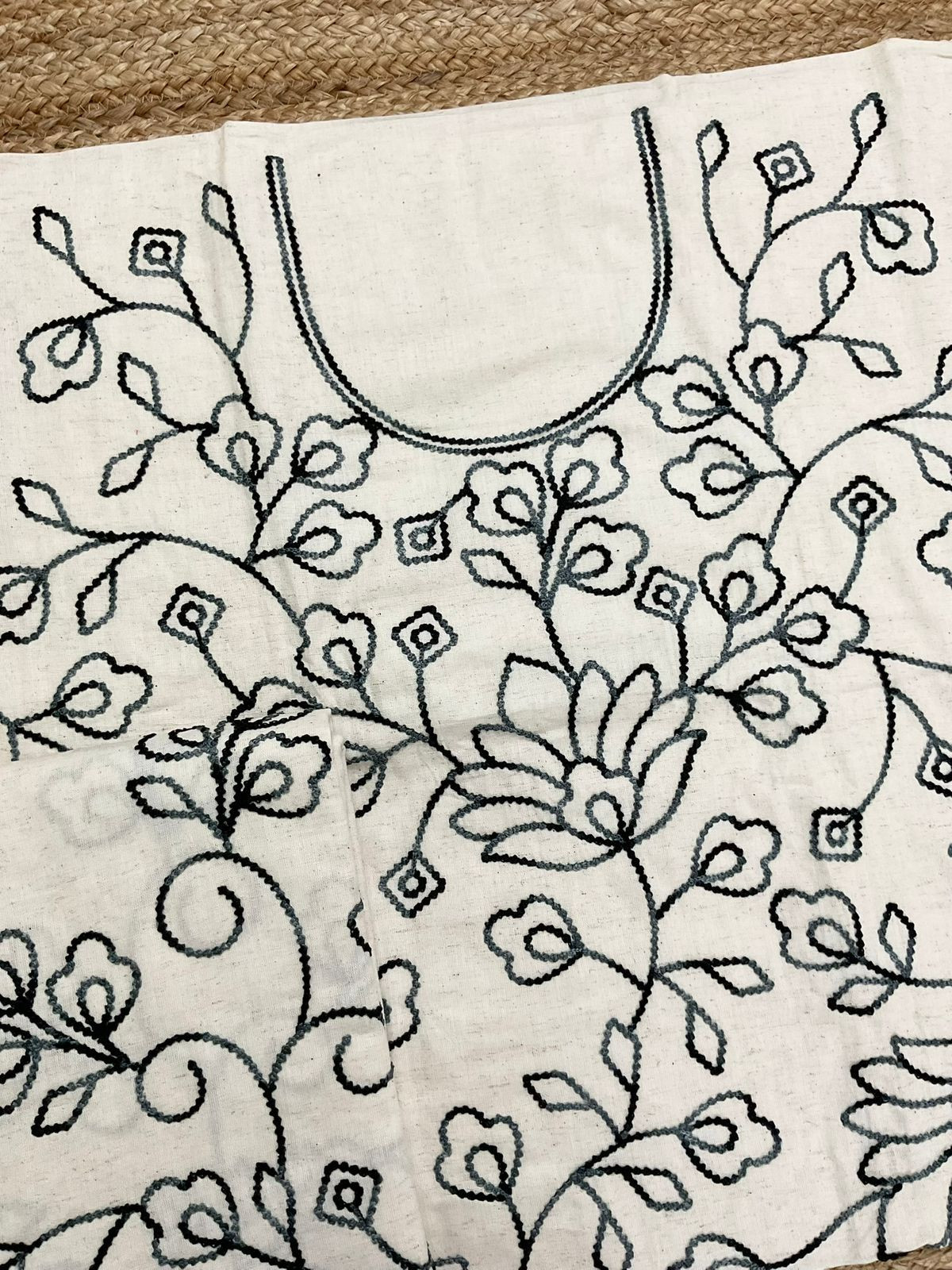 Pure Khadi Cotton Embroidered Suit - Cream