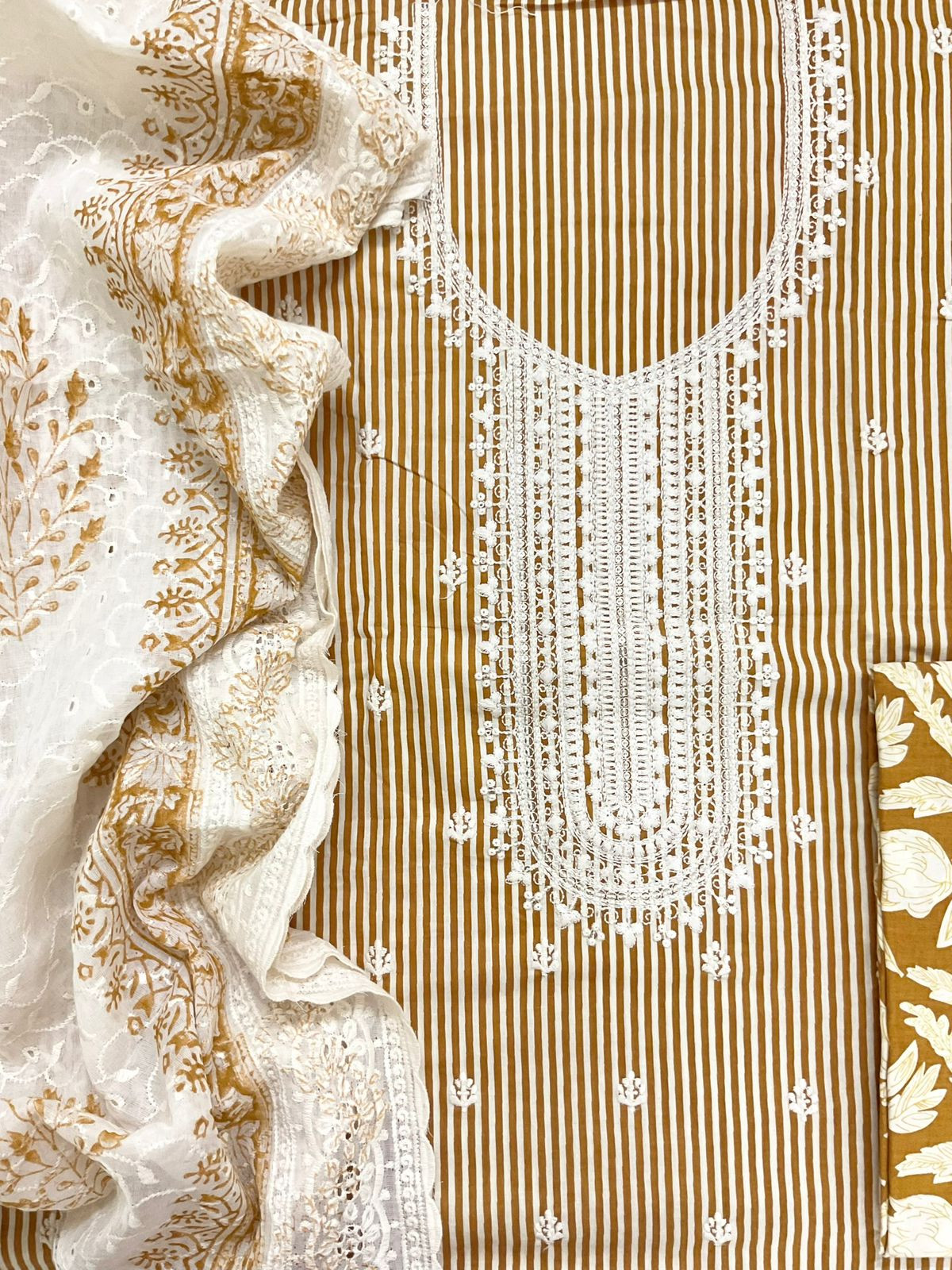 Pure Cotton Printed Embroidered Suit - Yellow