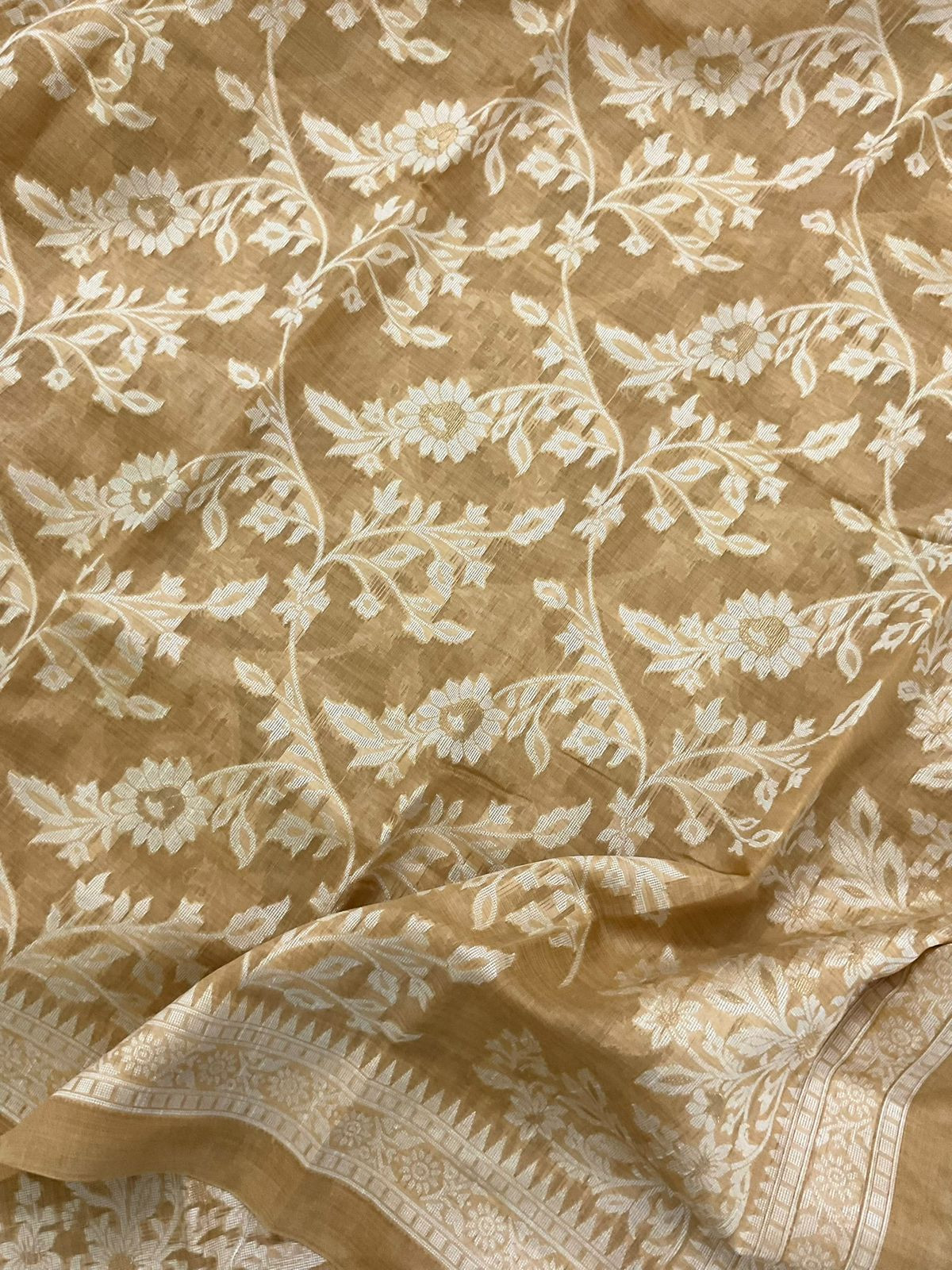 Soft Slub Chanderi Jamdani Weaved Suit - Mustard