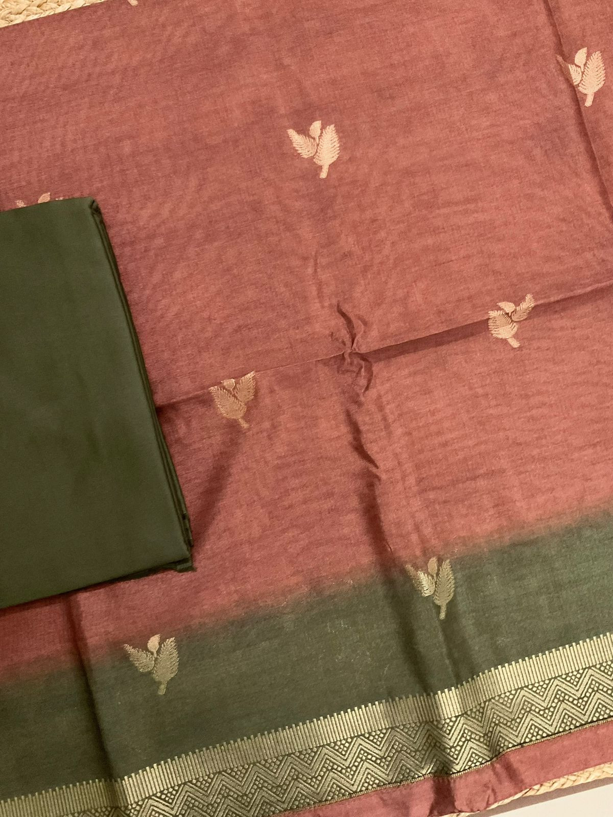 Soft Semi Tussar Silk Jamdani Weaved Suit - Brown