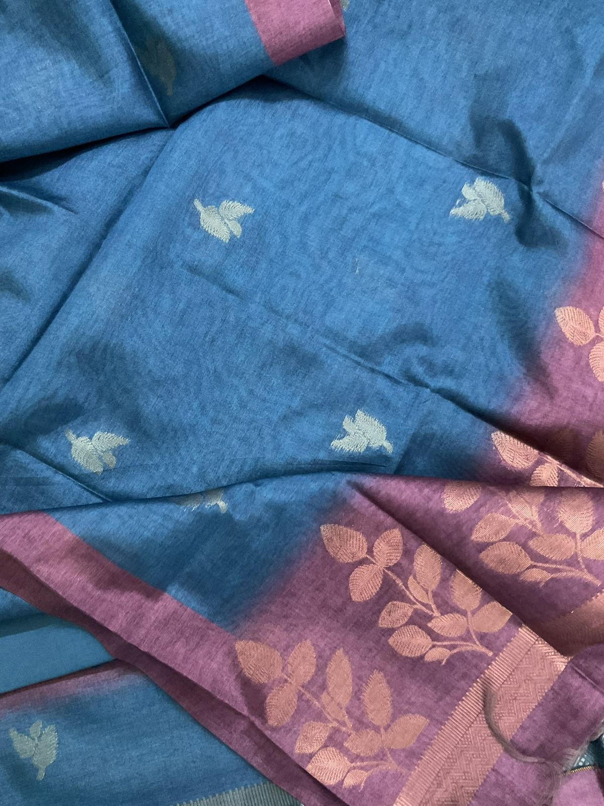 Soft Semi Tussar Silk Jamdani Weaved Suit - Purple