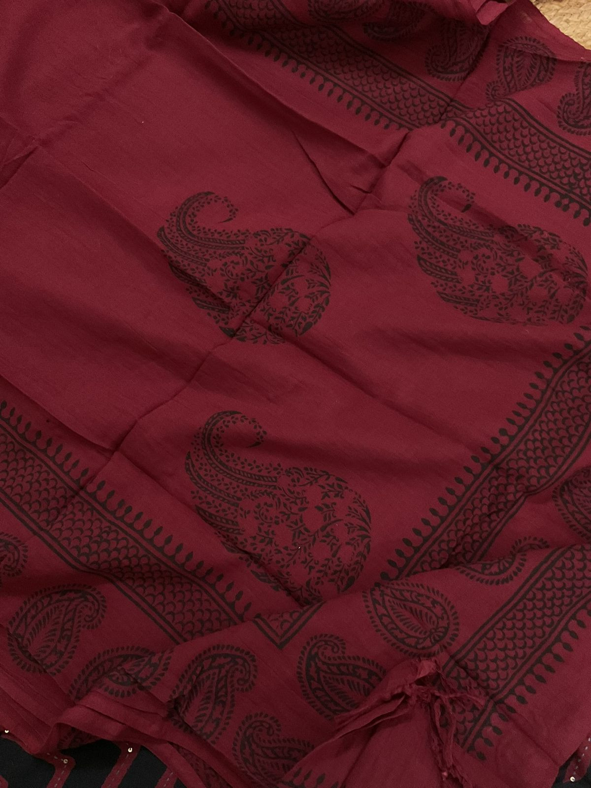 Pure Cotton Printed Embroidered Suit - Black