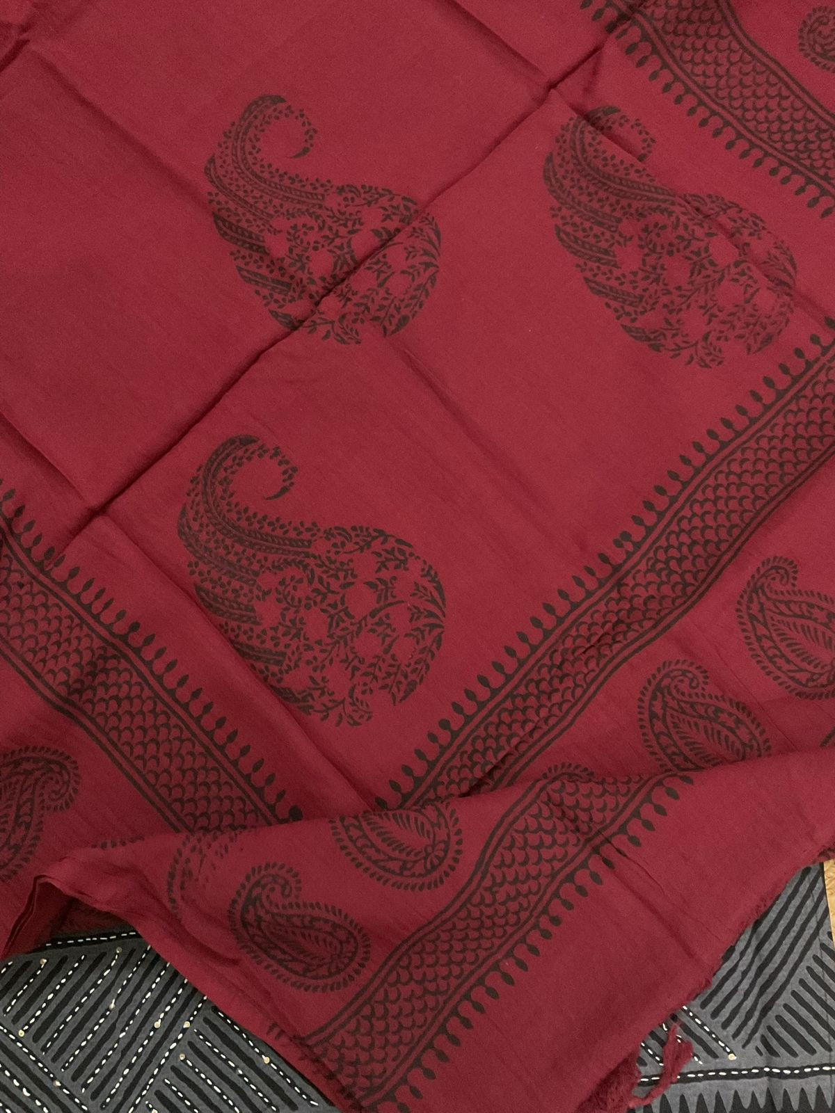 Pure Cotton Printed Embroidered Suit - Black