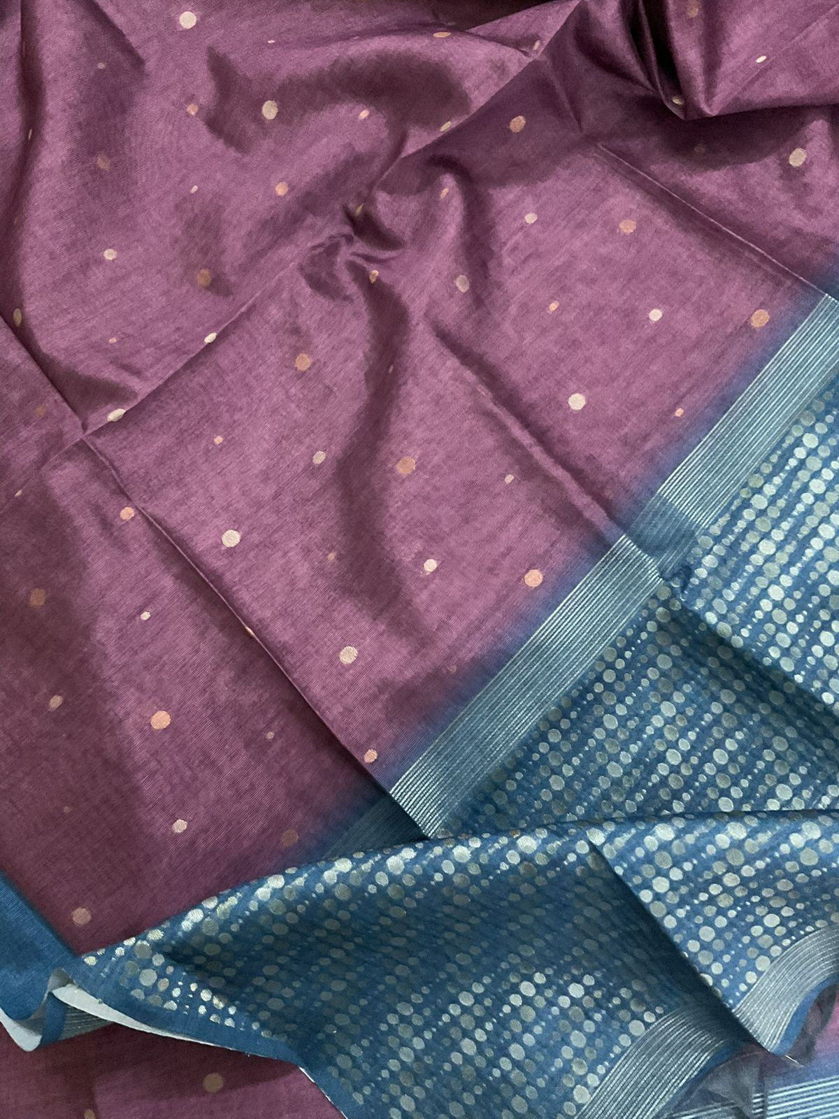 Soft Semi Tussar Silk Jamdani Weaved Suit - Purple