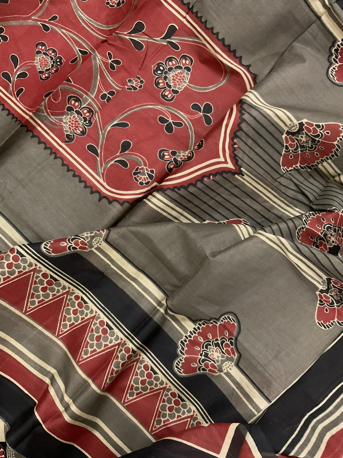 Pure Cotton Printed Suit - Brown