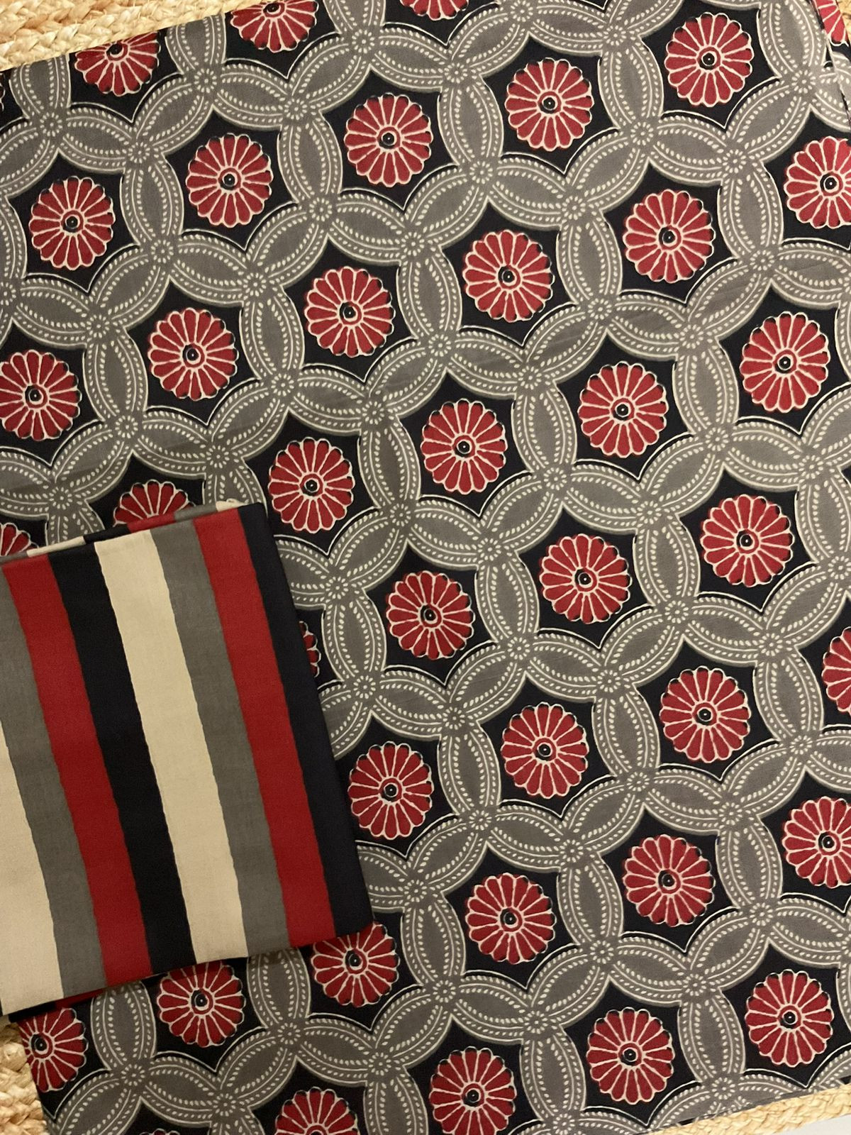 Pure Cotton Printed Suit - Brown