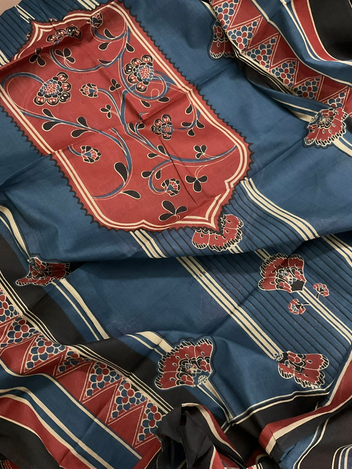 Pure Cotton Printed Suit - Red