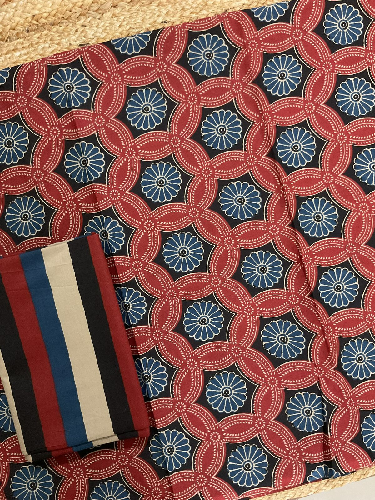 Pure Cotton Printed Suit - Red