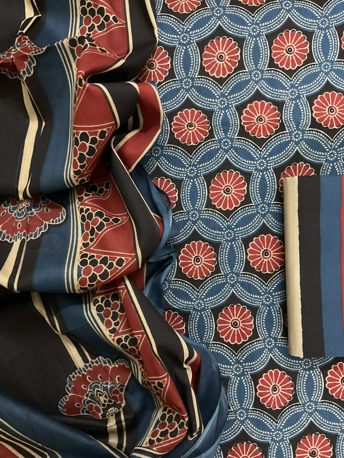 Pure Cotton Printed Suit -Blue