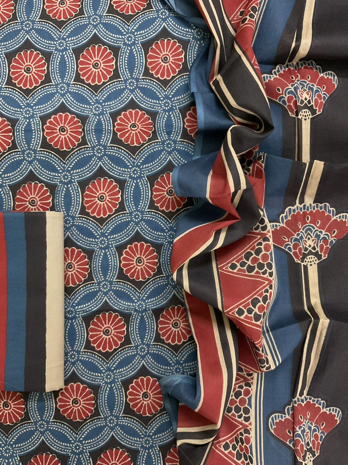 Pure Cotton Printed Suit -Blue