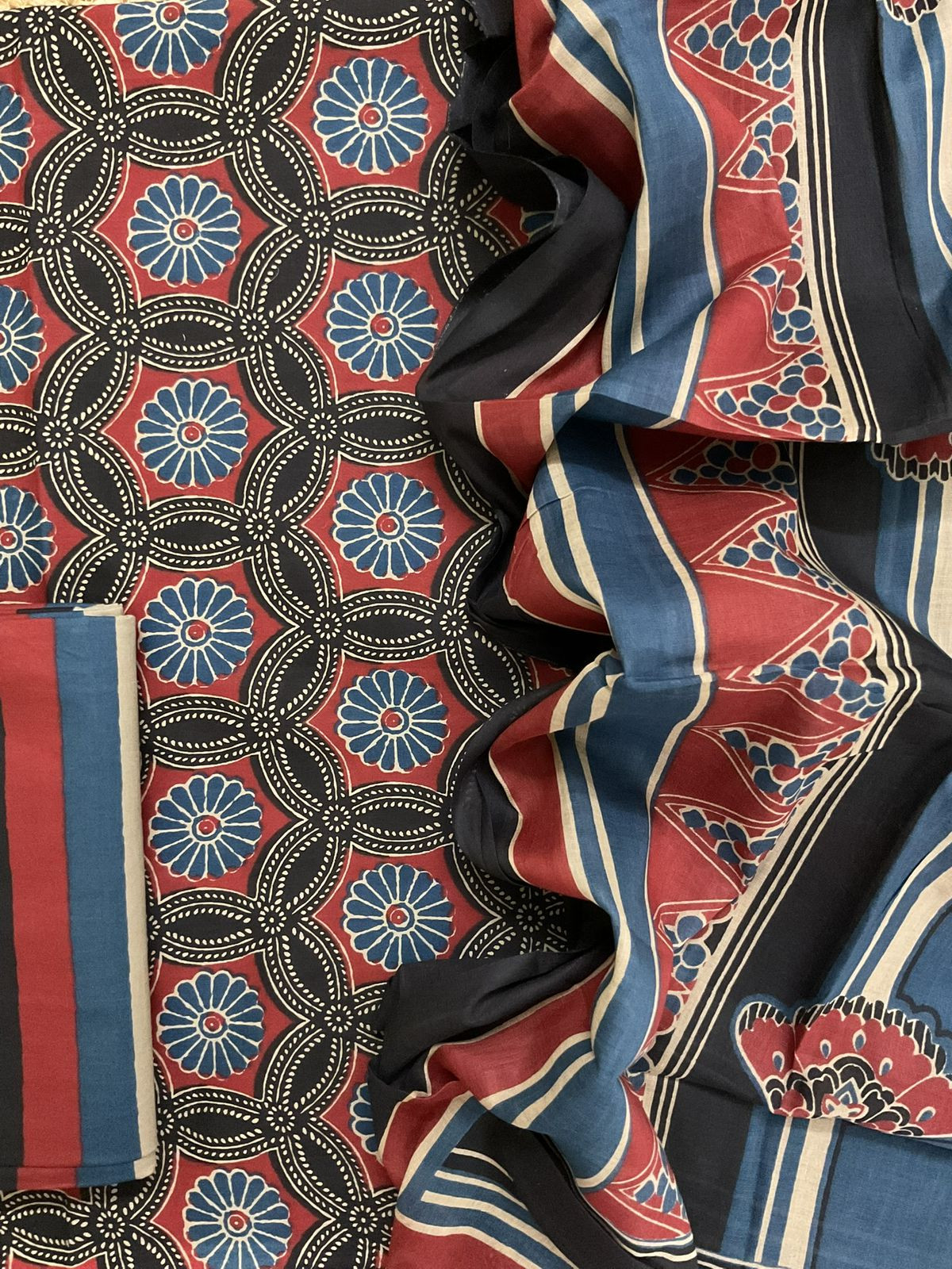 Pure Cotton Printed Suit -Black