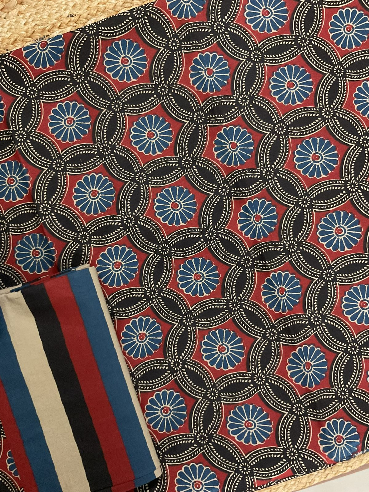 Pure Cotton Printed Suit -Black