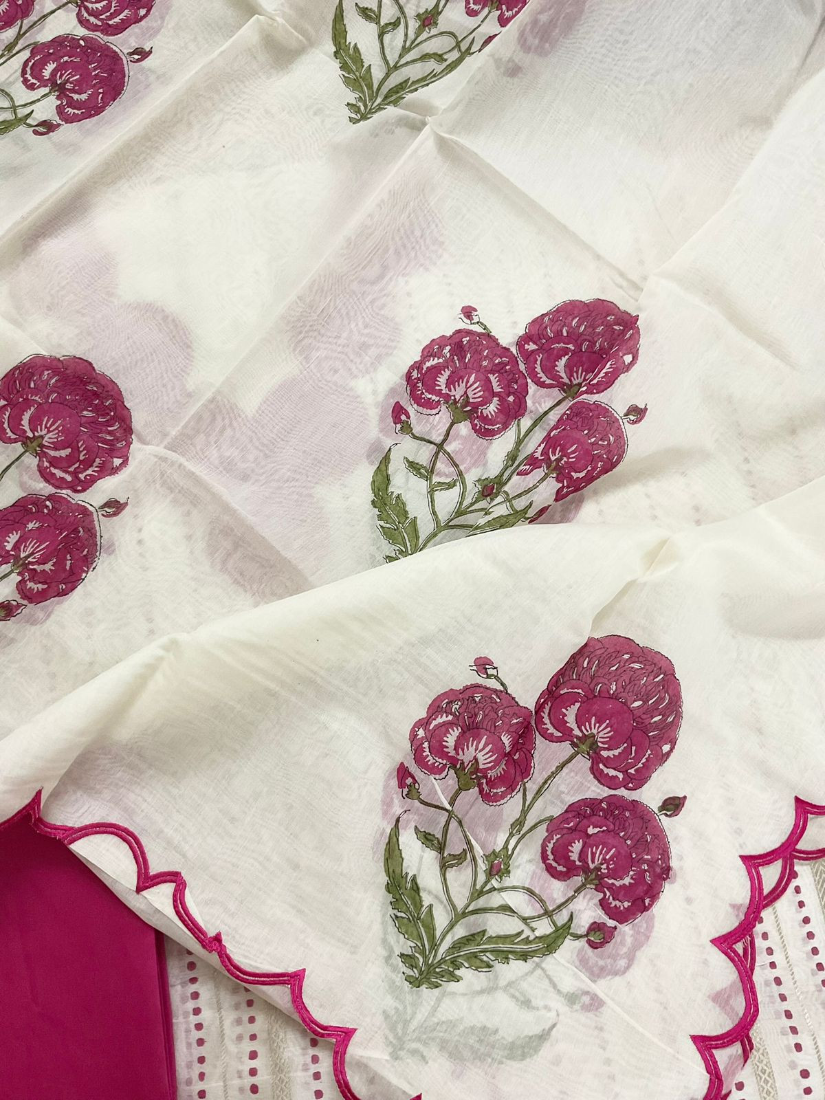 Pure Chanderi Printed Banarasi Weaved Embroidered Suit - Offwhite