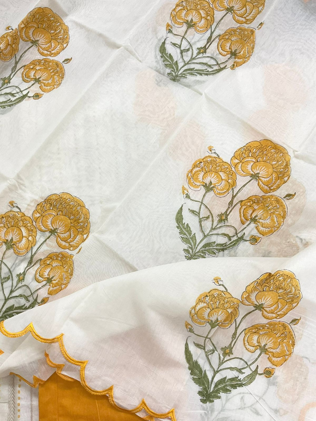 Pure Chanderi Printed Banarasi Weaved Embroidered Suit - Offwhite