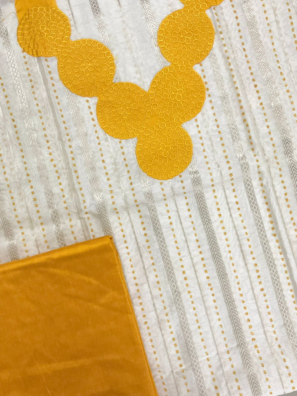 Pure Chanderi Printed Banarasi Weaved Embroidered Suit - Offwhite