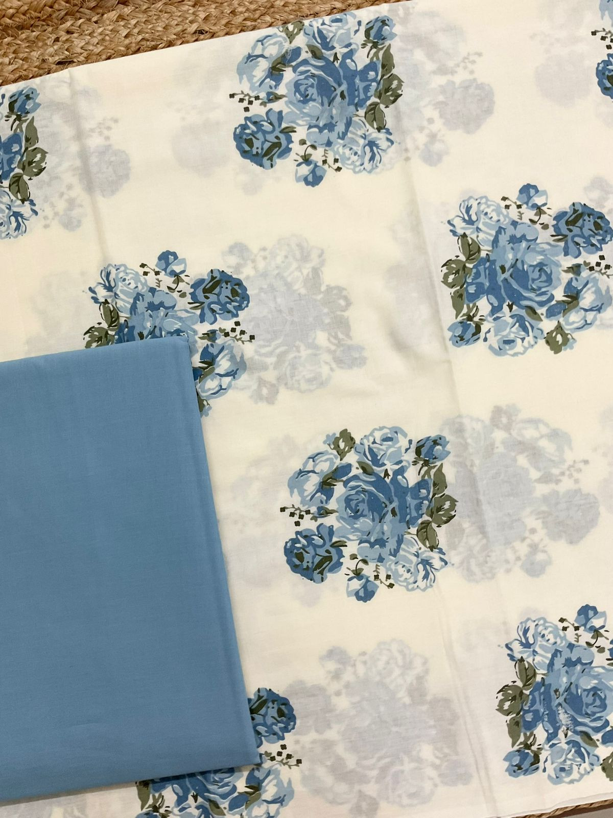 Pure Cotton Printed Suit - Off White