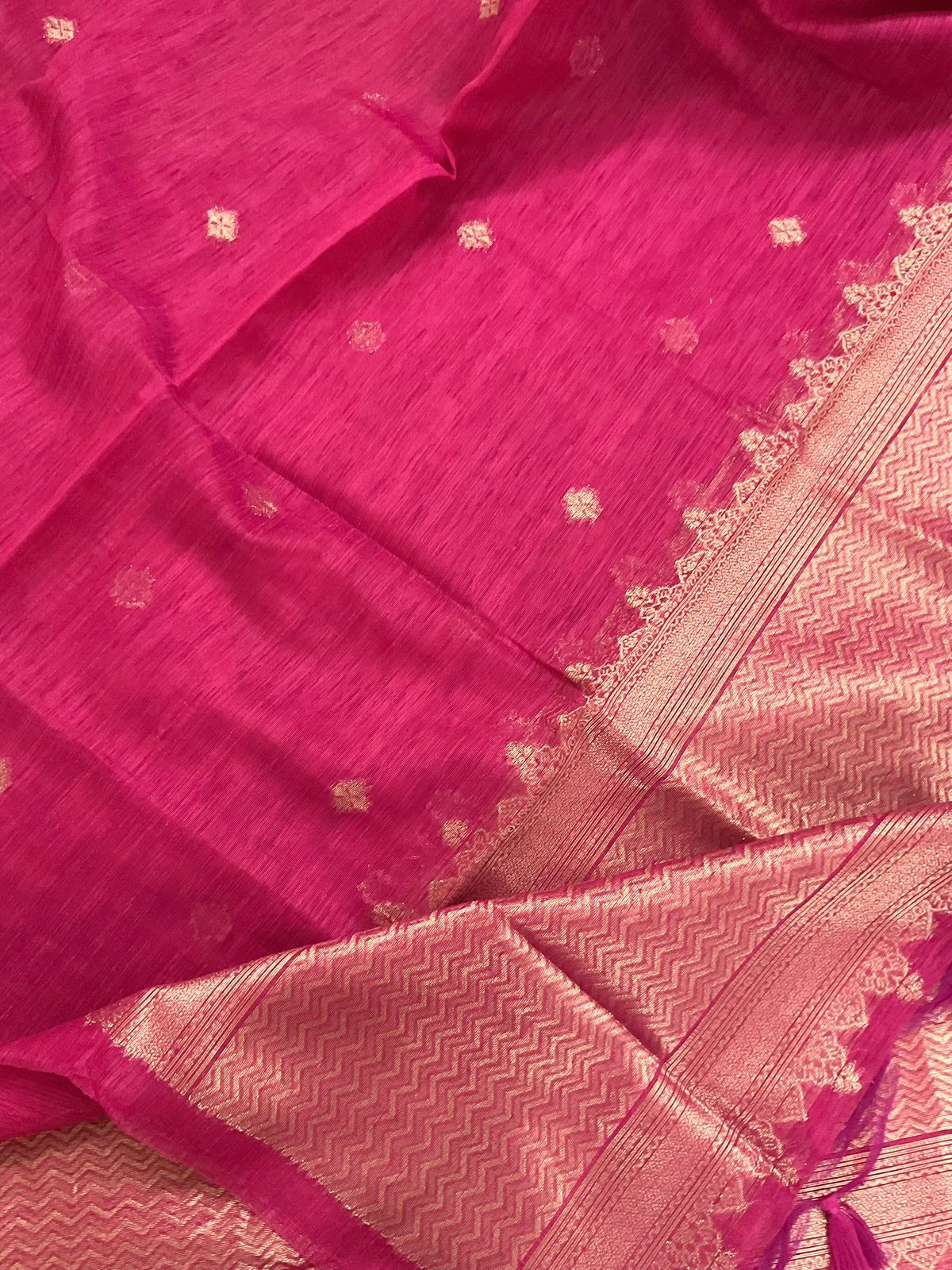 Soft Linen Chanderi Banarasi Weaved Suit - Pink