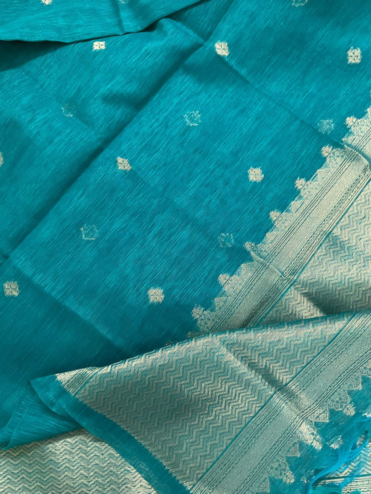 Soft Linen Chanderi Banarasi Weaved Suit - Blue