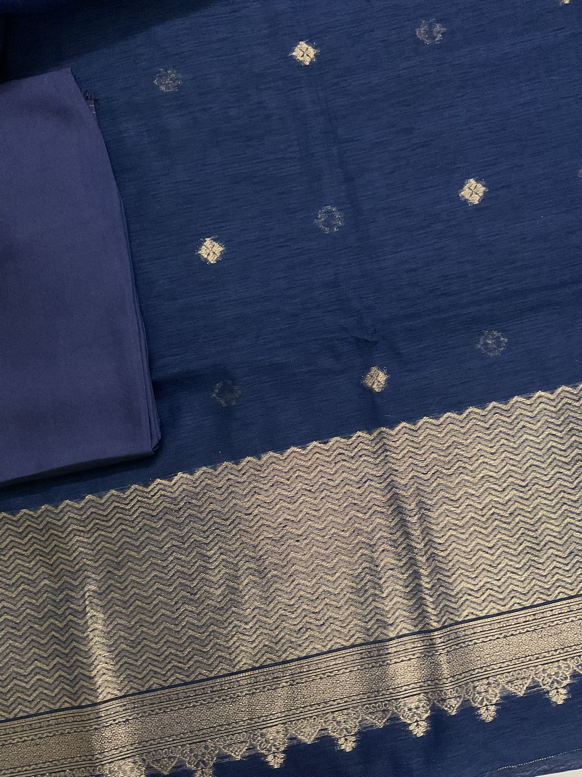 Soft Linen Chanderi Banarasi Weaved Suit - Blue